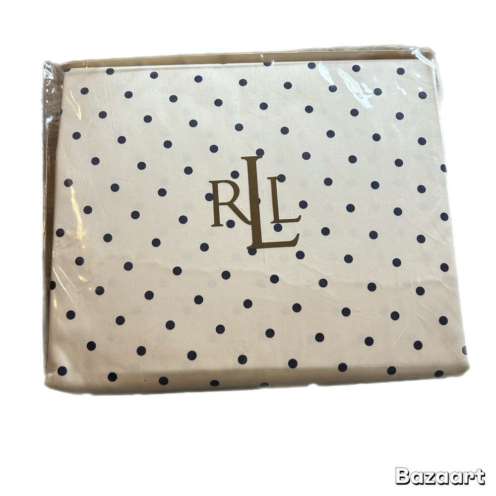 Lauren Ralph Lauren Barrymore KING Fitted Sheet Xtra Deep Pocket USA Navy Cream